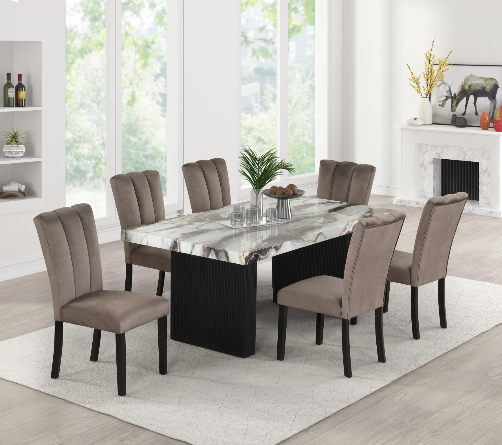 Elsa - Brown Upholstered Dining Chair