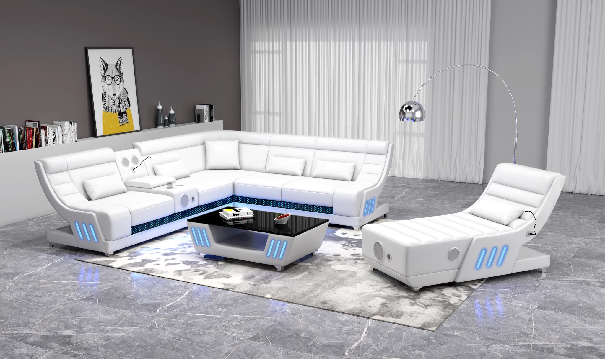 Tokyo - White Armless Chair with Multi Color LED