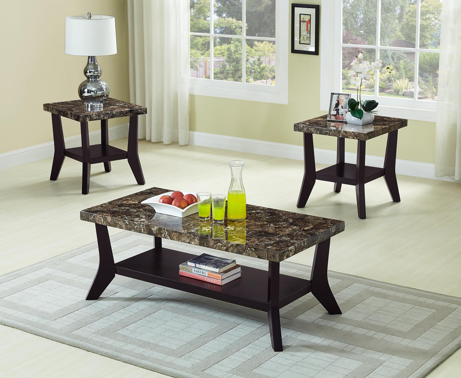 Lungo - 3PC Brown Coffee Table Set 