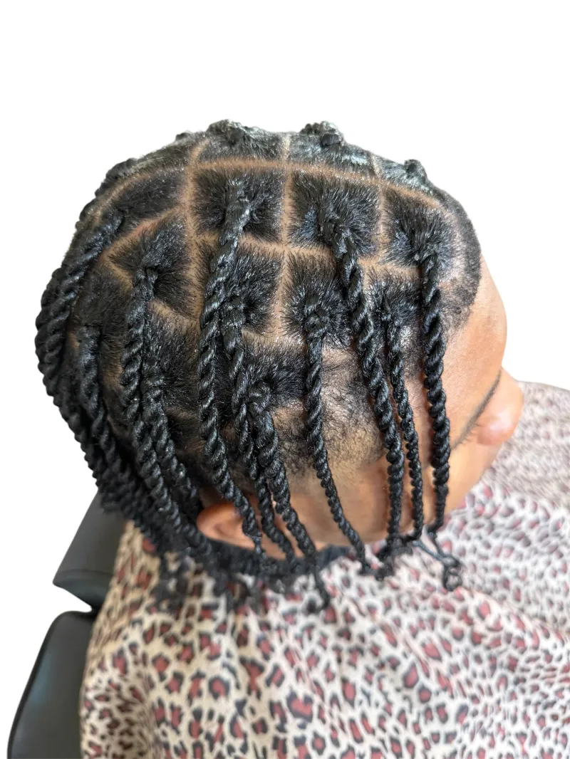 Medium twists, half head