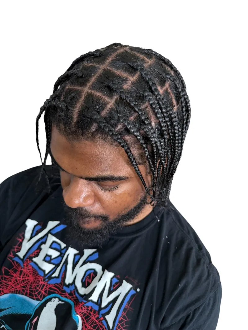 Medium braids, half head