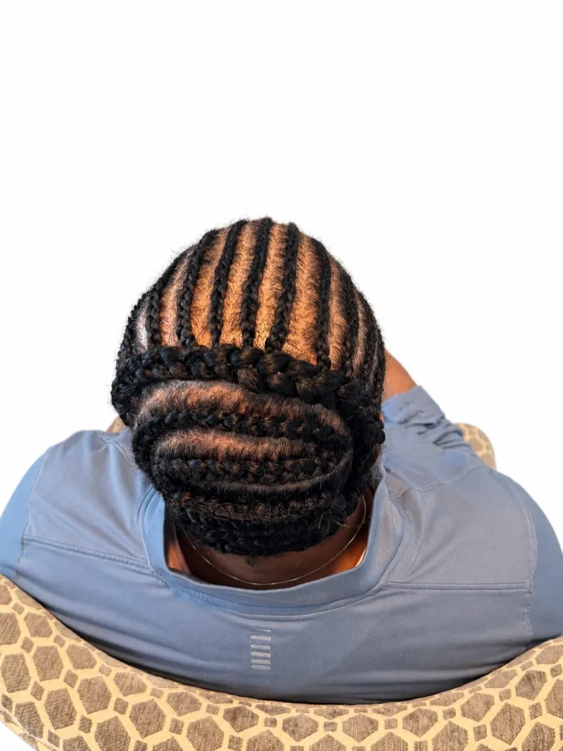 Cornrow base for wigs and crochet, overhead view