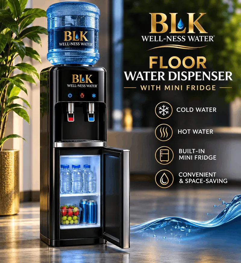 BLK Floor Water Dispenser with Mini Fridge