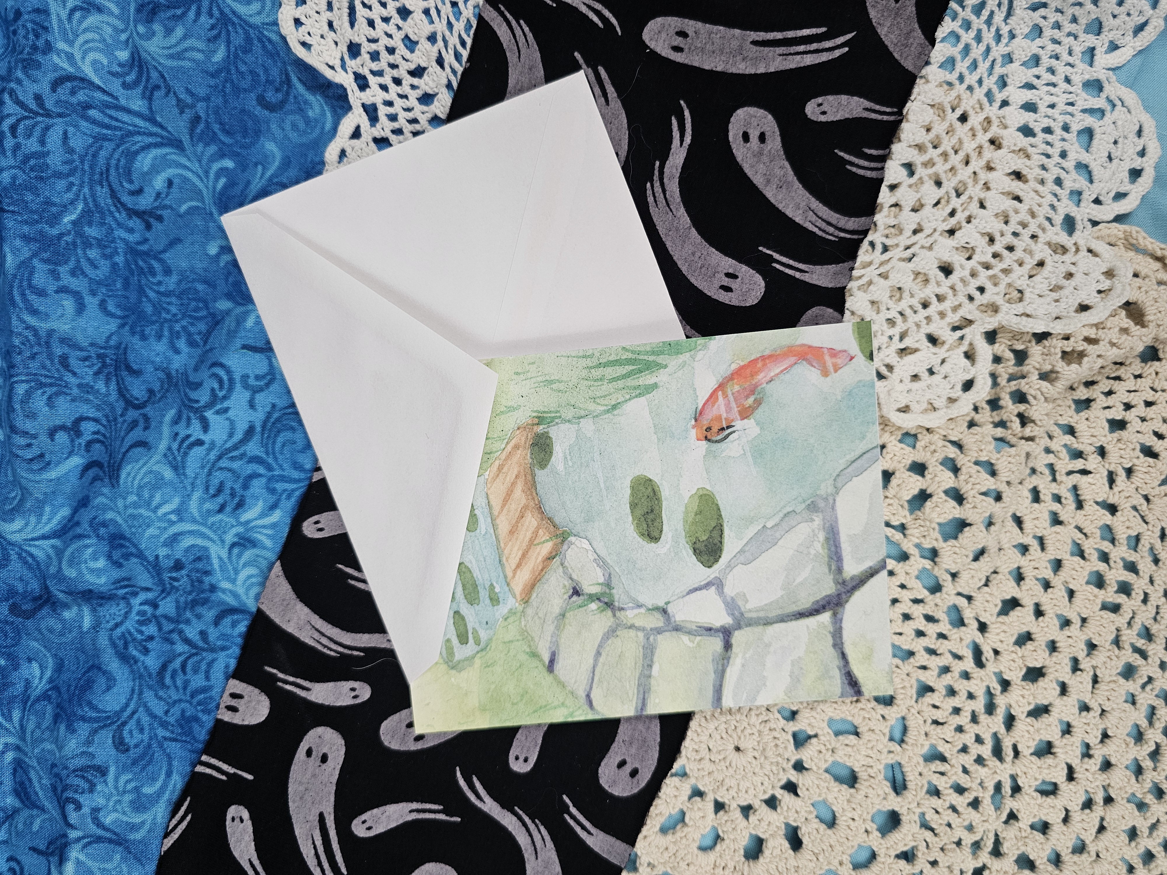 Greeting Card Koi In Small Pond