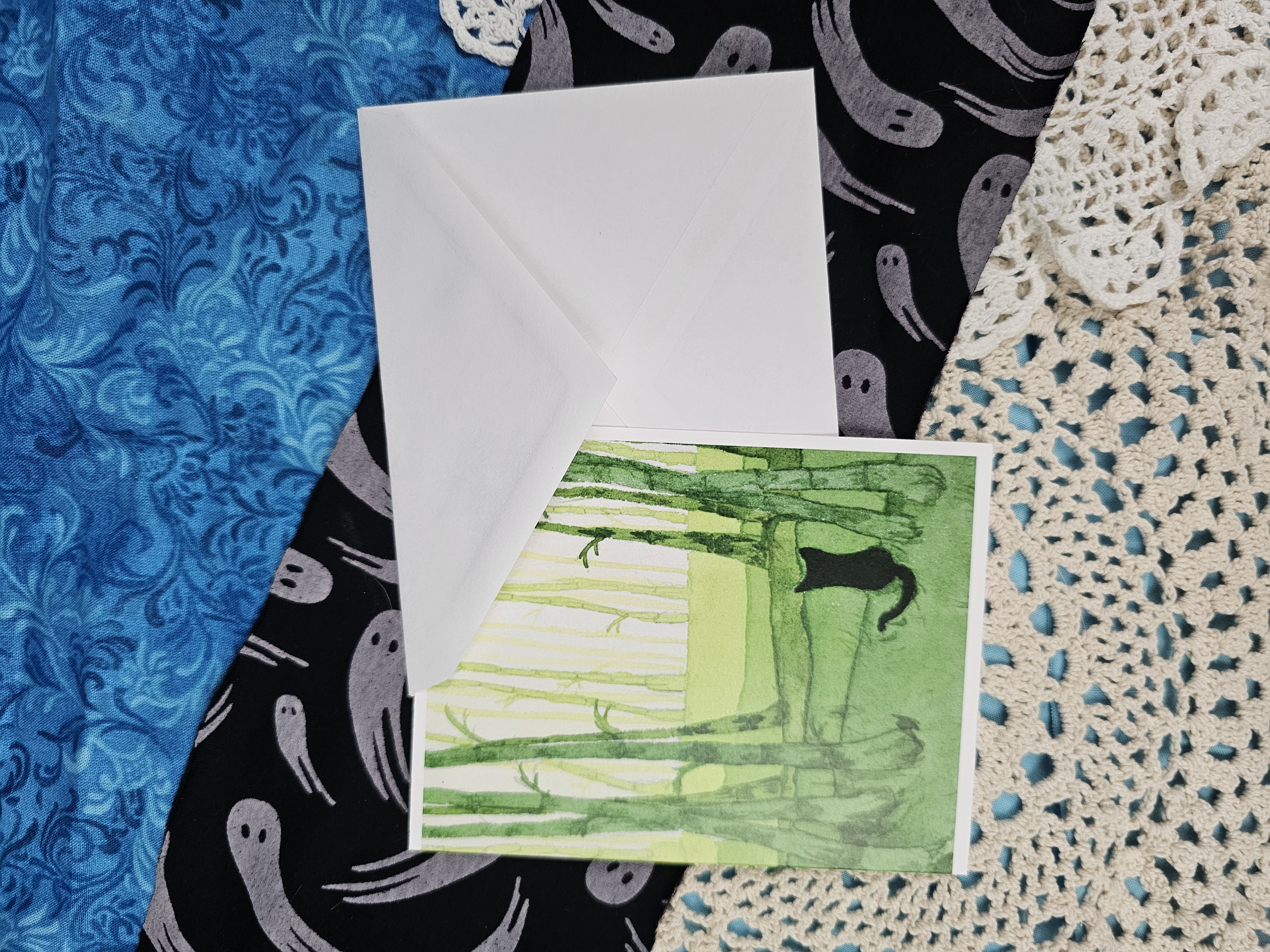 Greeting Card Bamboo Cat