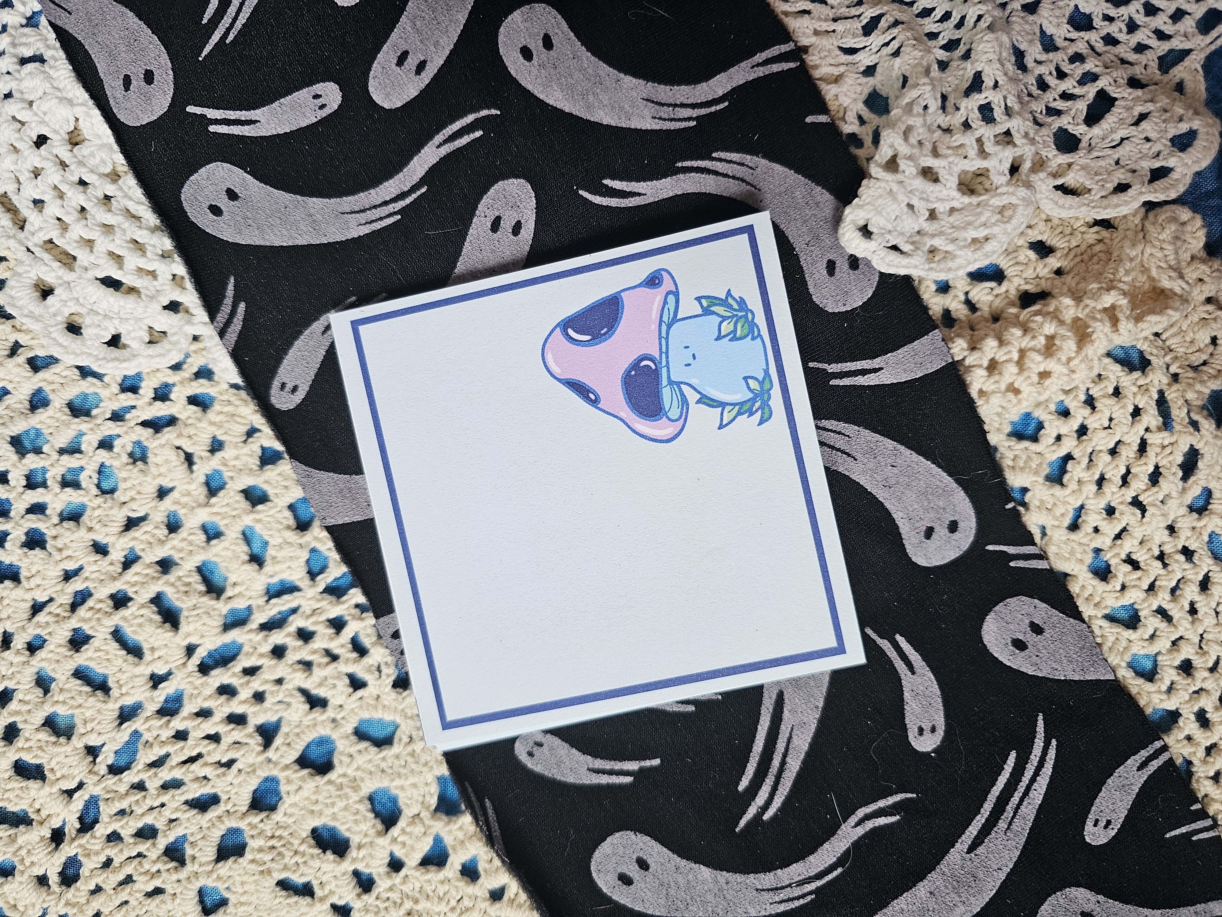 Small Notepad Blue Mushroom