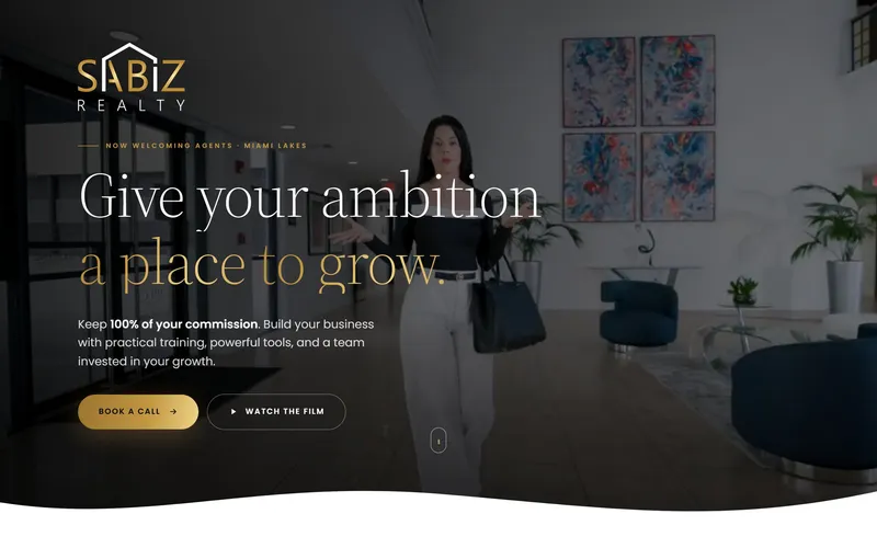 SABIZ Realty's live landing page, built in the Broker Program