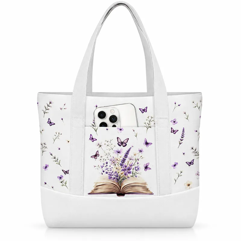 Lavender Butterflies Mini Tote