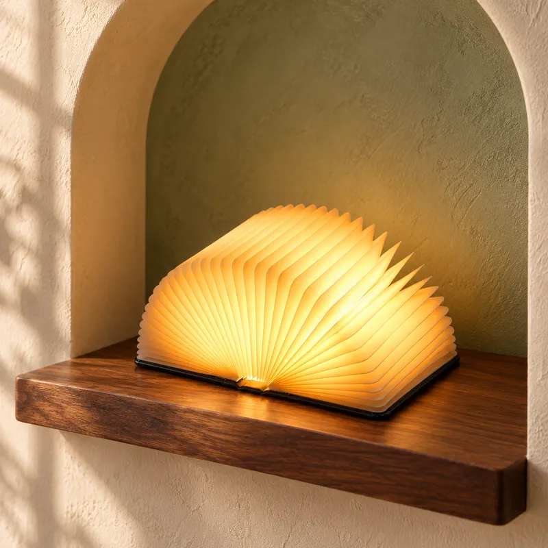 Mini Story Glow Book Lamp — Black & Gold Floral