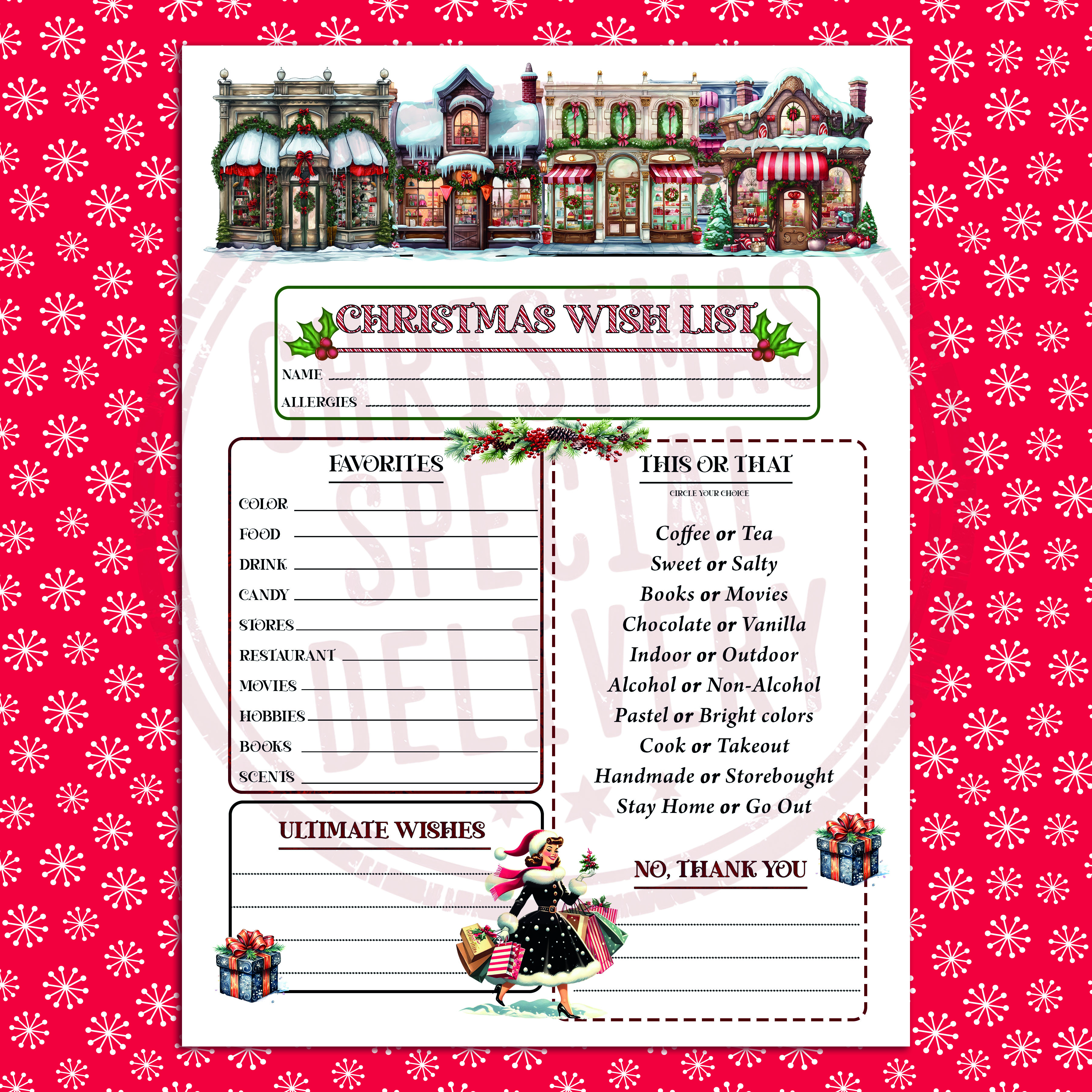Christmas Vintage Wish List Digital Download