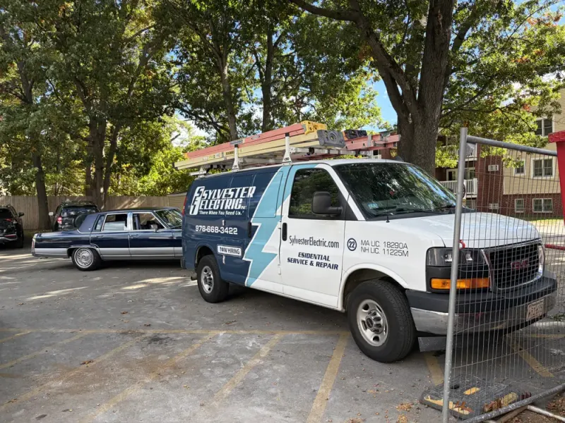 Sylvester Electric branded service van with ladder rack