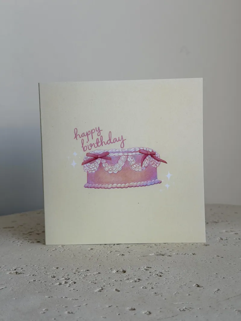 Happy Birthday Vintage Cake Card