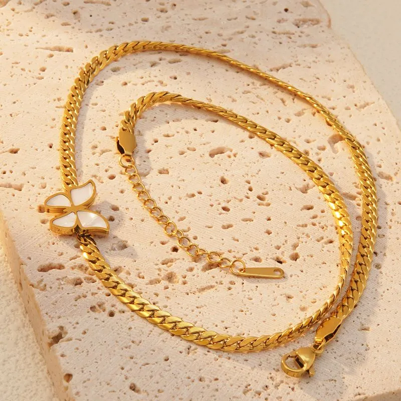 Gold Butterfly Pendant Chain Necklace   