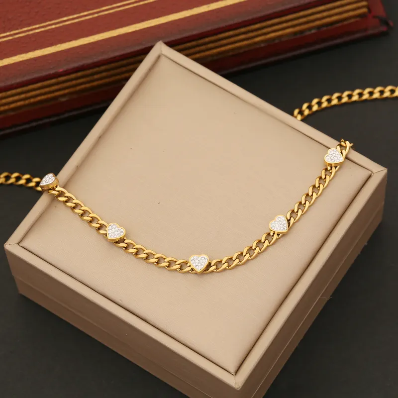 Gold Beaded Triple Heart Charm Necklace