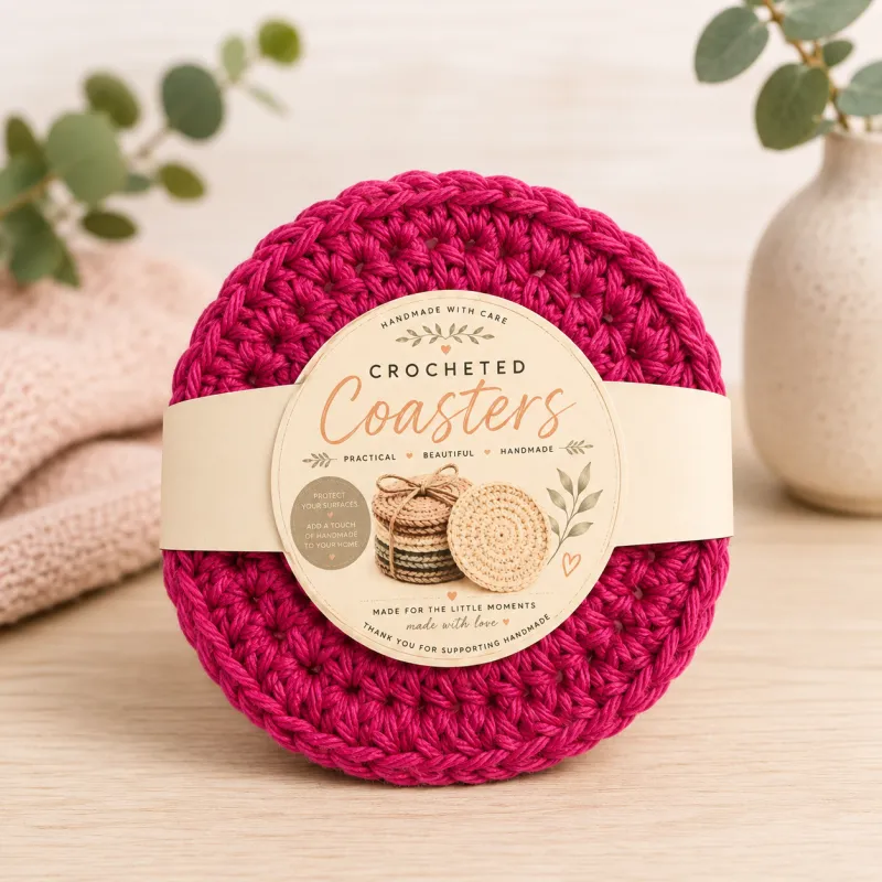 Handmade Crochet Coasters – Set of 4