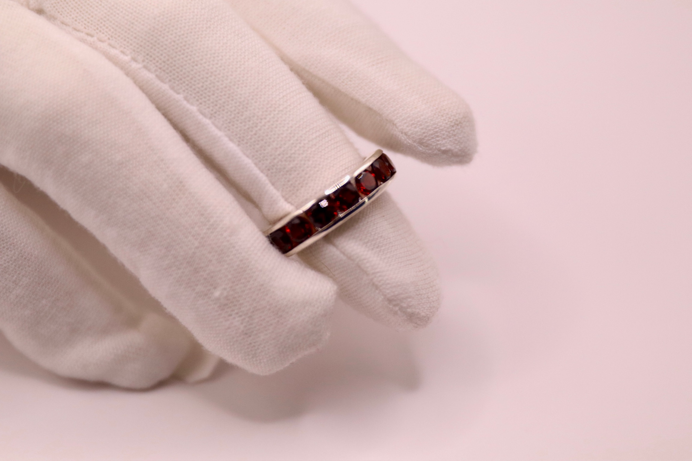 Natural Garnet Eternity Band