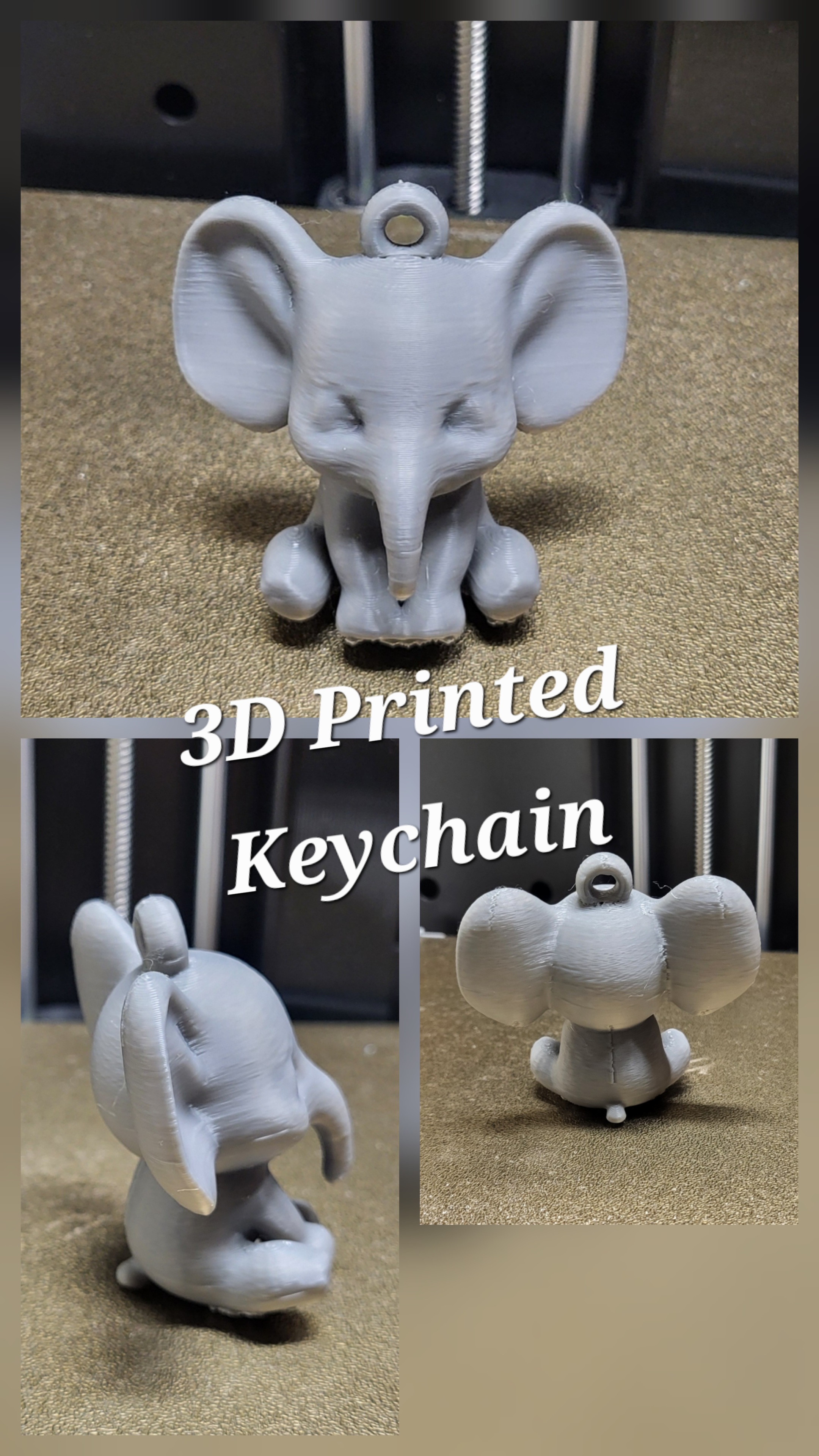 3D Printed Elephant Keychain