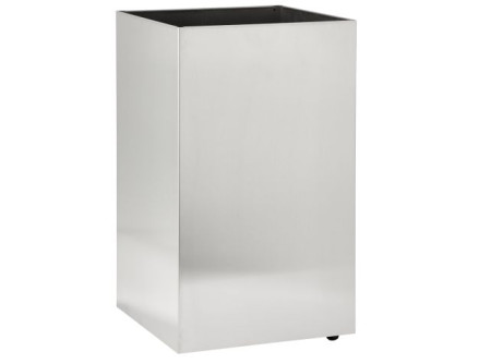 Hulladékgyűjtő, 60L, rozsdamentes, szálcsiszolt, nyitott, kerekkel