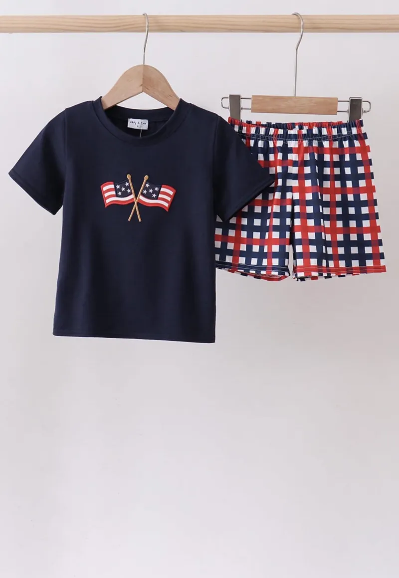 Navy Flag Gingham Set
