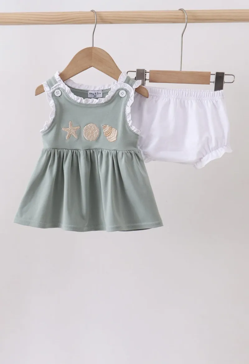 Sage Starfish Shell Bloomer Set