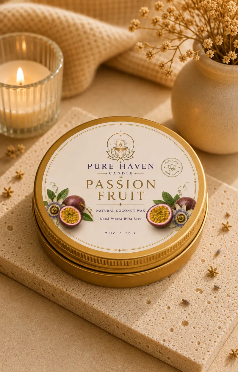 Passion Fruit Natural Coconut Wax Tin Candle – 2 oz / 57 g