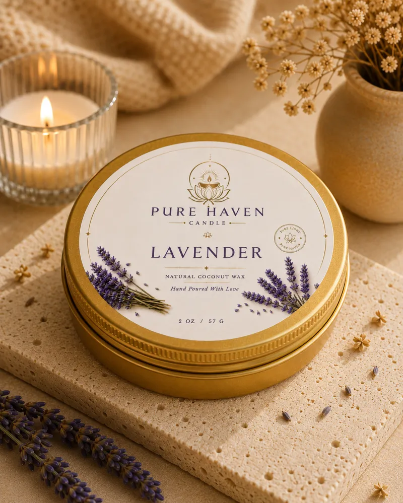 Lavender Natural Coconut Wax Tin Candle – 2 oz / 57 g