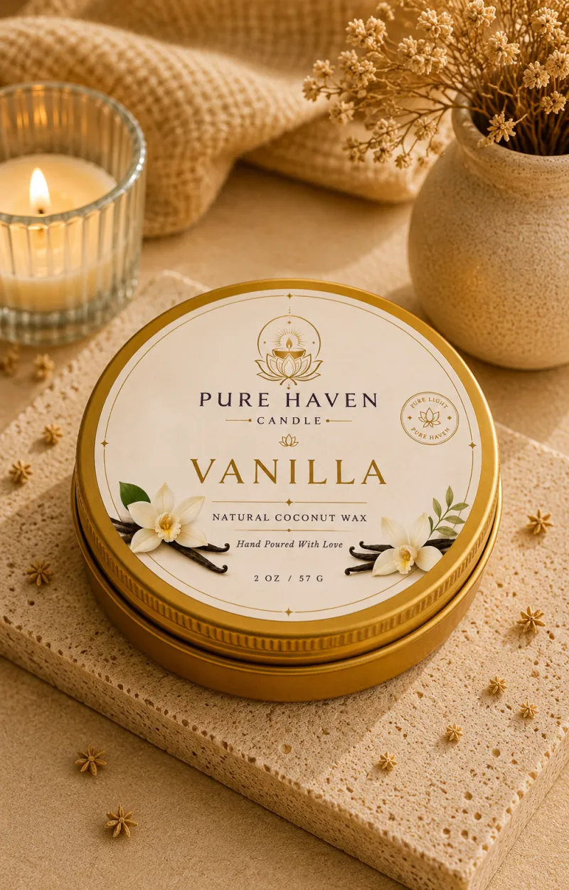 Vanilla Natural Coconut Wax Tin Candle – 2 oz / 57 g