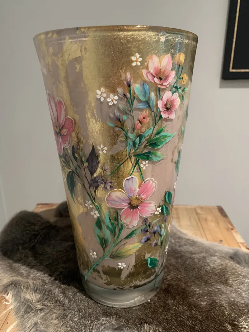 Decoupage + handgeschilderde vazen
