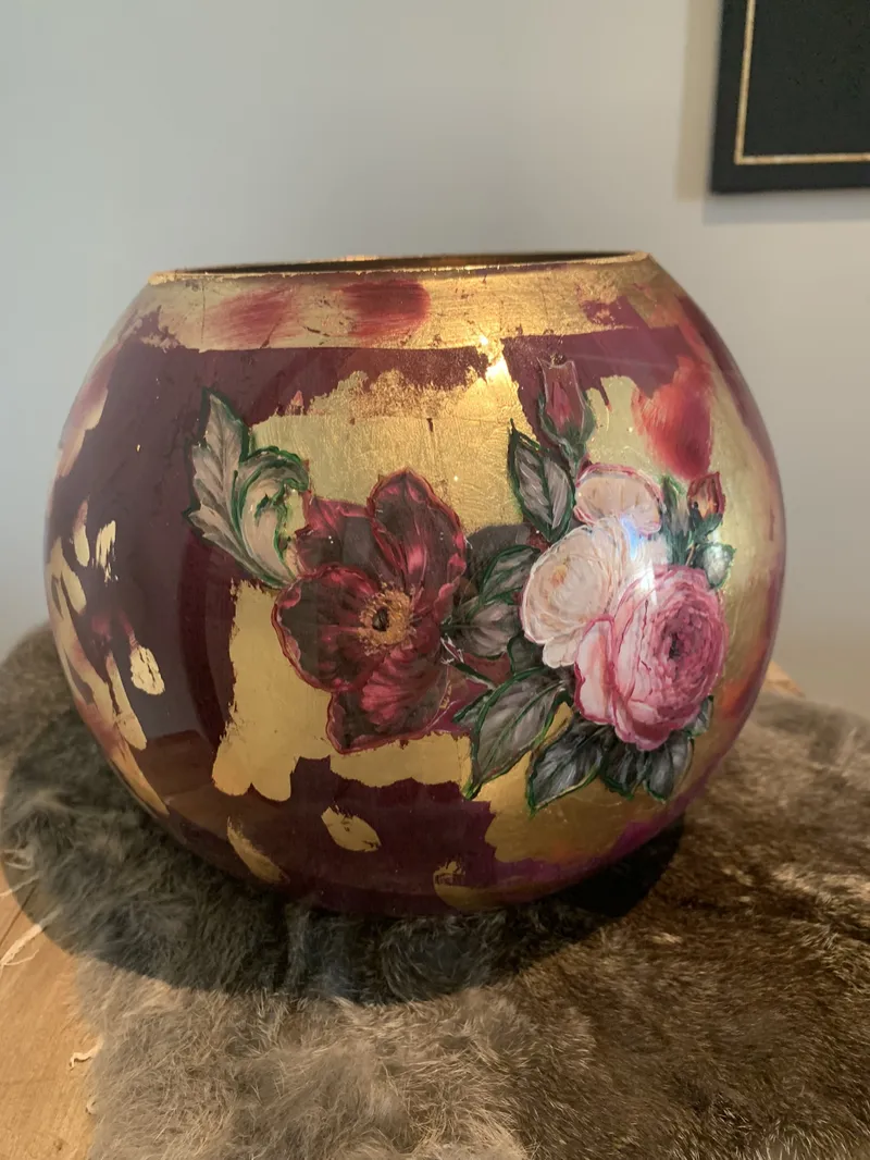Barok vaas Bordeaux & Goud – 25 cm