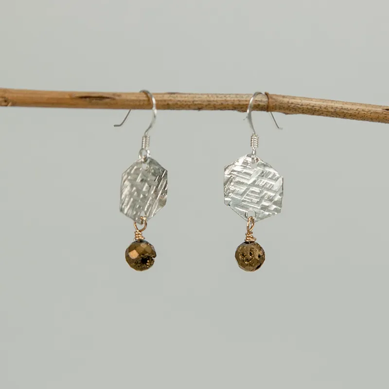 Sterling Silver Hexagon Druzy Earrings