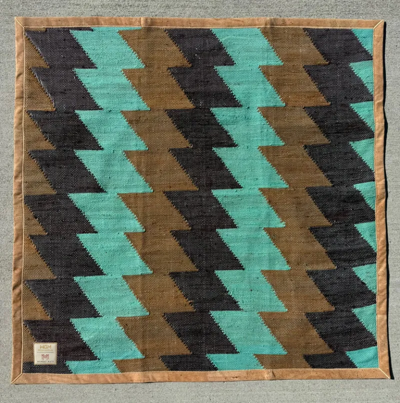 Original WEGeniusMinds Moment Mat – Teal Handwoven Meditation Mat with Cork Base