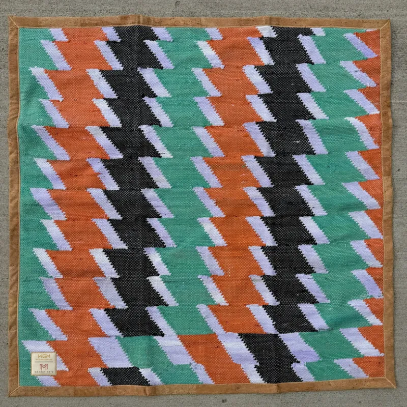 Original WEGeniusMinds Moment Mat - Orange Handwoven Meditation Mat with Cork Base