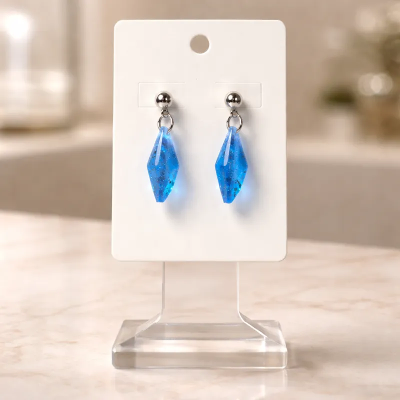 Glitzy Geode: Blue Shimmer Resin Earrings