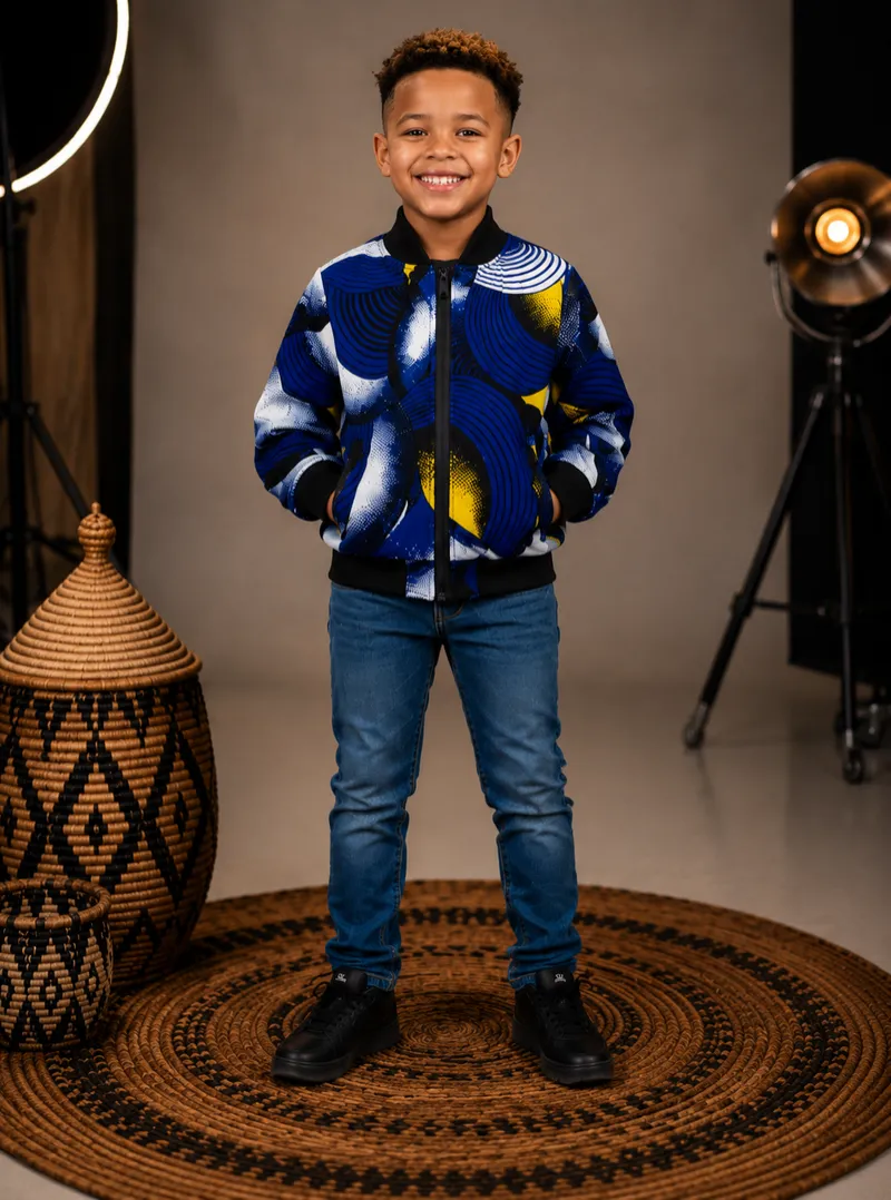 Kids Ankara Bomber Jacket