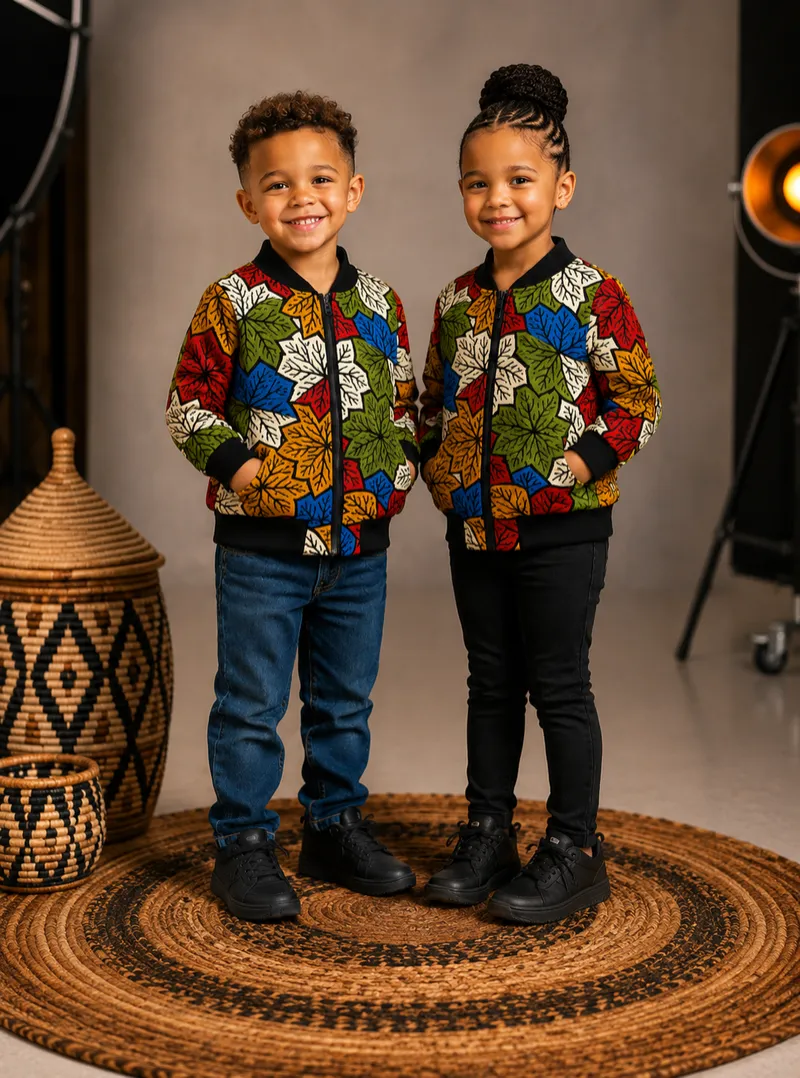 Zigzig multicolured leaf kids jacket
