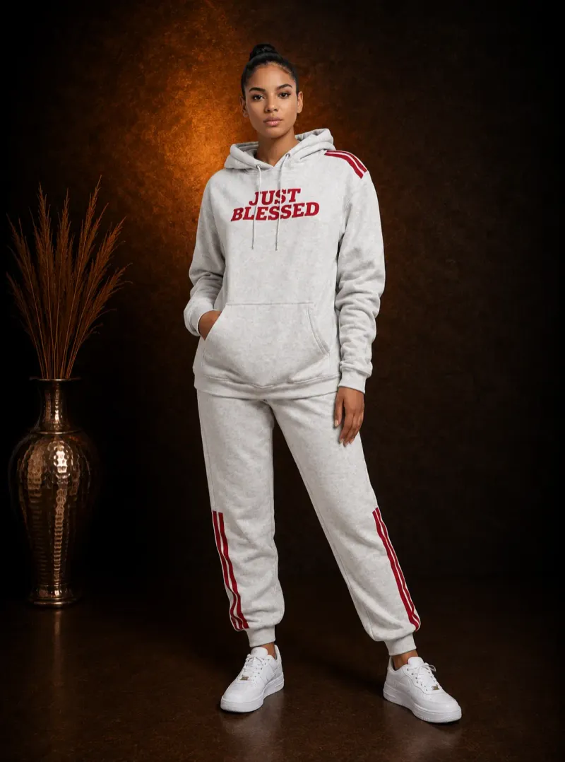 Light Grey Just Blessed Jogger Set
