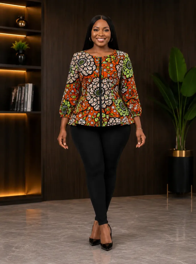 African Peplum Top