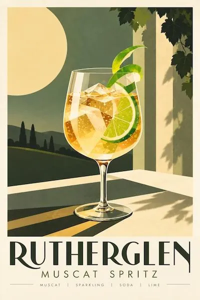 Rutherglen Muscat Spritz – Vintage Cocktail Art Print - Orange
