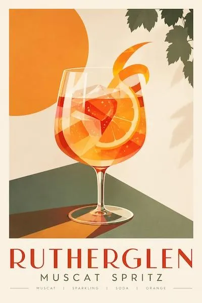 Rutherglen Muscat Spritz - Orange – A2 Vintage Cocktail Art Poster - Orange