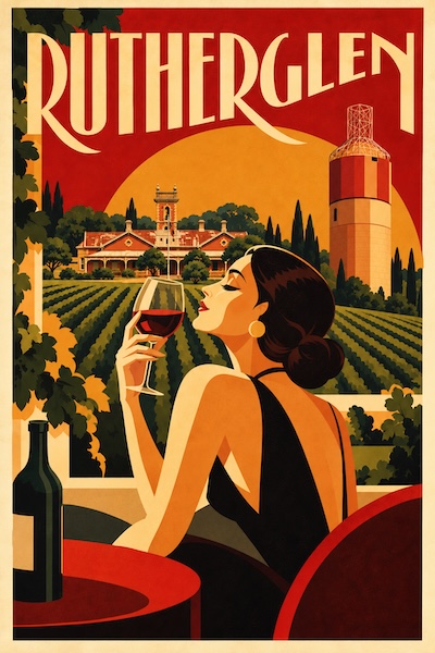 Rutherglen Wine Country Poster | A2 Vintage Travel Wall Art