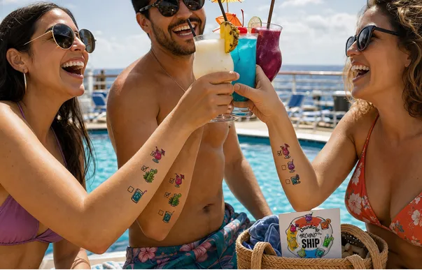 Drinking Around The Ship™ — Cruise Drinking Game Temporary Tattoos