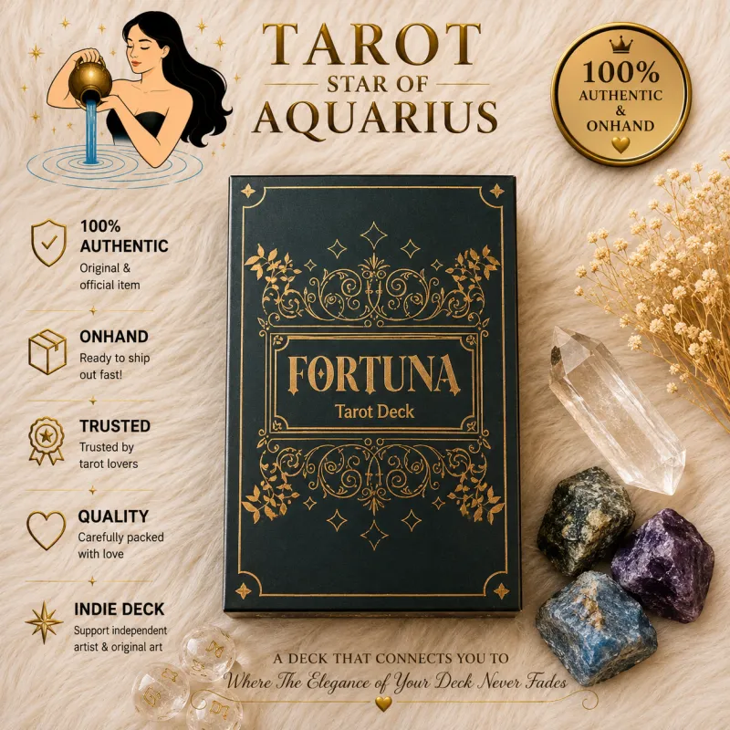Fortuna Tarot Deck Emerald Anima | Minimalistic Cards Gold Foil 78 Cards | Oracle Cards | Beginners and Experts with GuideBook
