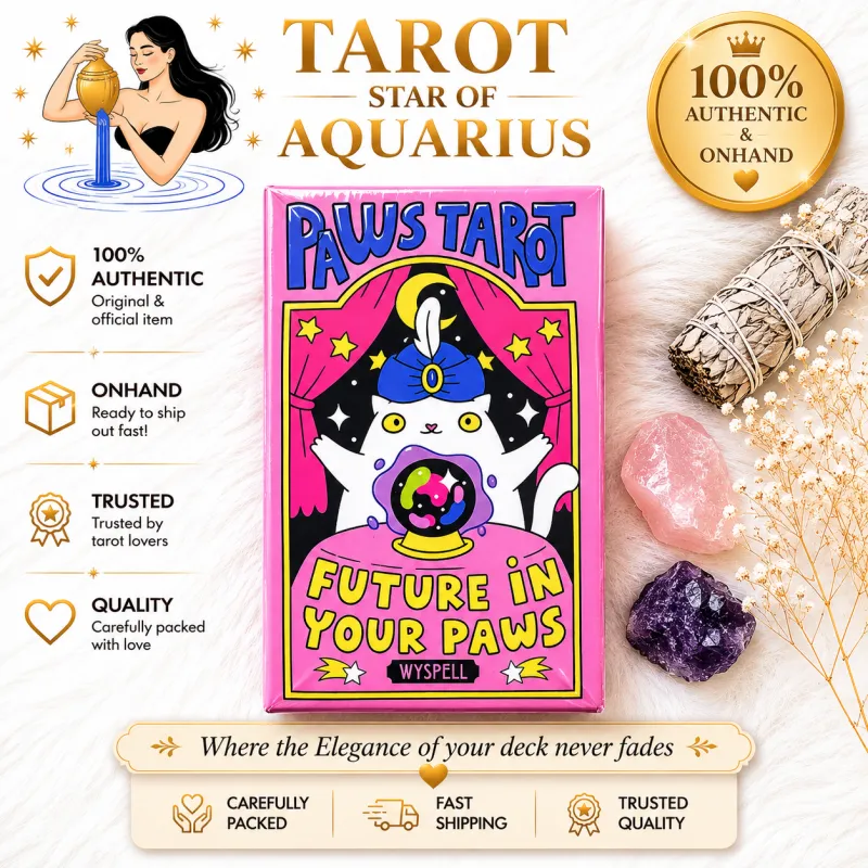 Wyspell Paws Tarot (Cat Tarot Cards with Guide Book) - AUTHENTIC