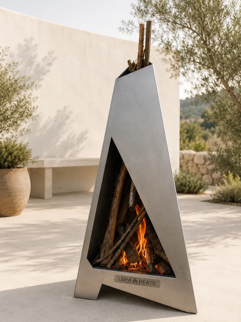 Triangular Outdoor Fireplace – 100% Stainless Steel