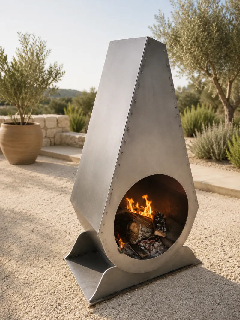Teardrop Outdoor Fireplace – 100% Stainless Steel