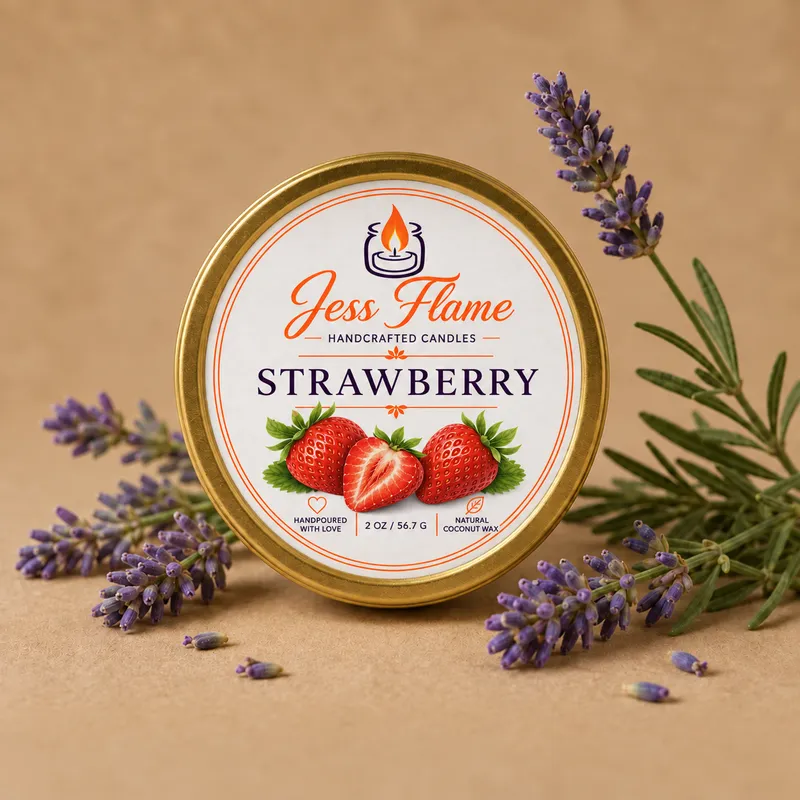 Strawberry Natural Coconut Wax Tin Candle – 2 oz