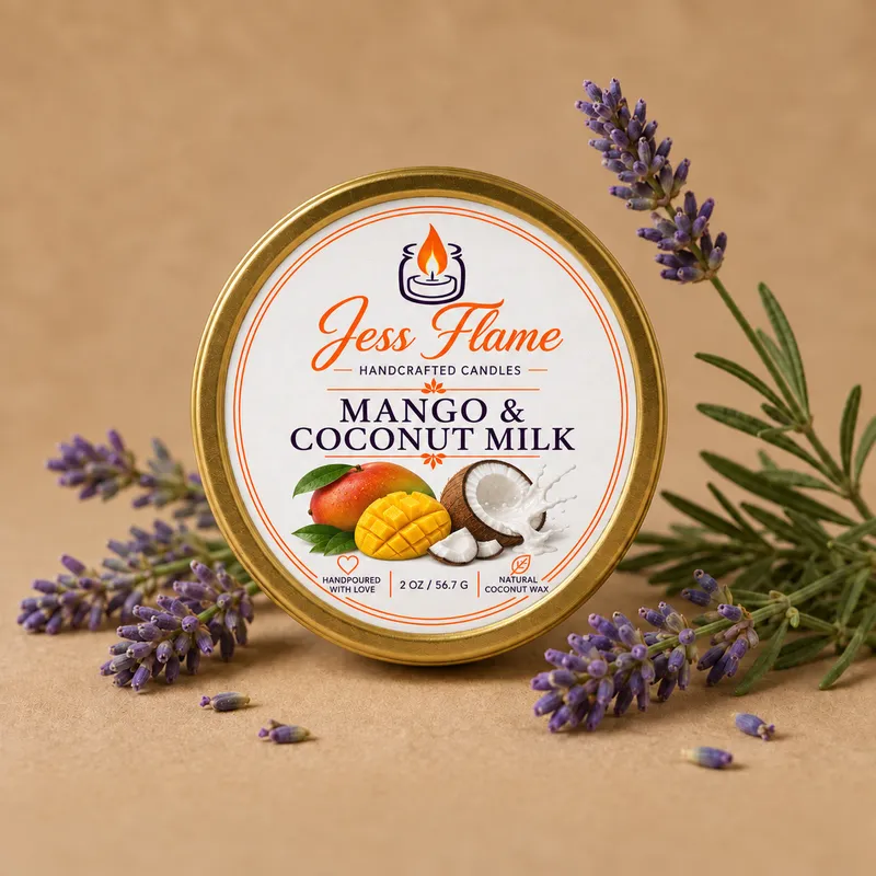 Mango & Coconut Milk Natural Coconut Wax Tin Candle – 2 oz