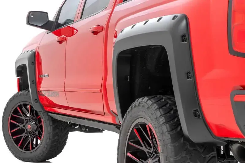 Rough Country Pocket Fender Flares | GBA Black (14-18 Chevy Silverado 1500/ 15-19 2500HD | 6'7" & 8' Bed) F-C11412B-GBA