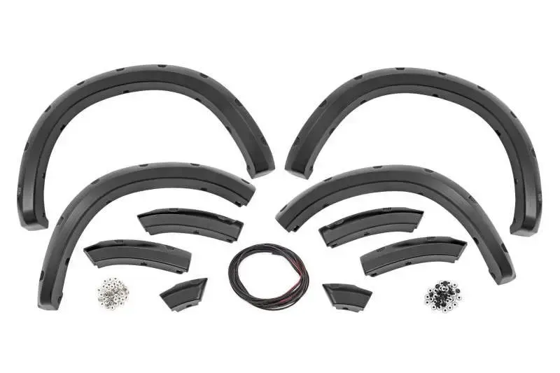 Rough Country Pocket Fender Flares | Both Bumpers | Flat Black (09-18 Ram 1500/19-23 1500 Classic) F-D10911B