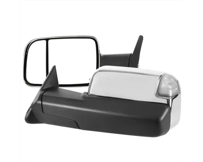 Spec-D Chrome Power Heated Towing Mirrors w/ Clear Lens LED Turn Signal